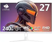 Z-Edge White 27 Inch 240 Hz 240 Hz, IPS, 1ms, FreeSync, FHD (1920 x 1080), Gaming Monitor White 16:9, Adjustable Tilt, 2 x HDMI2.0 & 2 × DP1.4, 400cd/m², VESA 100 x 100 mm (HDMI Cable Included)