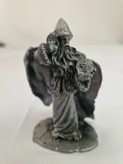 Myths and Legends Magician with crystal ball Vintage Pewter figure miniature