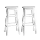 2x Bar Stools Round Chairs Wooden White Modern Kitchen Dining Furniture Se -WHX2