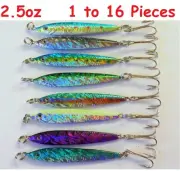 1 to 16 Pieces 2.5oz Mega Live Bait Metal Jigs Fishing Lures with Treble Hook