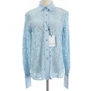 Robert Graham NWT Priscilla Lace Button Down Top Size Small in Light Blue