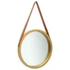 Wall Mirror with Strap 50cm Gold Makeup Living Room Hallway Accent Decor