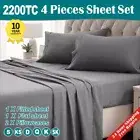 2200TC soft 4 Pieces Single/KS/Double/Queen/King Bedding Flat Fitted Sheet Set