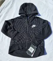 Nike Youth Little Girls Essential Zip Up Hoodie Black/ White Size 6 NWT