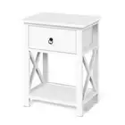 2 X Bedside Table 1 Drawer with Shelf EMMA White Artiss