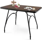 [Costway] 110cm x 70cm Kitchen Table,Dining Table w/Adjustable Feet & Solid Steel Frame, Arch Design & Rounded Corners, Spacious Tabletop, Easy Assembly, for Restaurant, Living Room, Dining Room