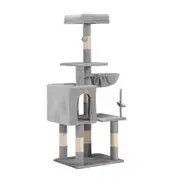 Petzly Cat Tree Tower Scratching Post Scratcher Condo Bed House 125cm Grey