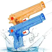 Pack of 2 Mini Water Pistols Small Water Spray Gun Plastic Water Gun Toy for Adults Beach Pool Outdoor Activity Water Battle Birthday Party Accessories Random Colour