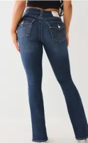 True Religion Women’s Becca Flap Bootcut Row Seat Dark Wash Muddy Waters Jeans