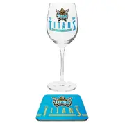 Gold Coast Titans NRL Wine Champagne Drink Glass & Cork Coaster