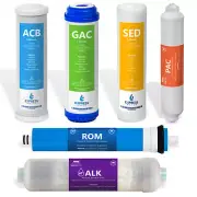 6 Months Alkaline Reverse Osmosis System Replacement Set – 6 Filters – 100 GPD
