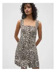 [Seed Heritage] Linen Ocelot Button Down Mini Dress in Multi