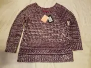 NEW! Narciso Rodriguez Design Nation Purple Beige Knitted Long Sleeve Sweater L