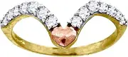 [JewelryWeb] 10k Tri color Gold Womens CZ Simulated Diamond Curved Love Heart Ring Band Statement-Ring for Women and Men