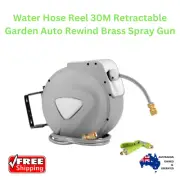 30M Retractable Hose Reel Garden Water Brass Auto Rewind Spray Gun Plants Flower