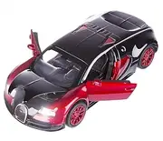 Berry President(TM 1:32 Bugatti Veyron Diecast Scale Model Alloy Supercar Model Vehicle Simulation Toy for Children Electric Pull Back Cars Sound & Light - Birthday (Red)