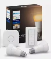 Philips Hue White Ambiance E27 A60 Kit - 2 x Smart LED Globes Switch Hue Bridge