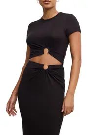 Good American Metal Ring Jersey Crop Top in Black001 at Nordstrom, Size Medium