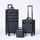 Byootique 3-Piece Makeup Train Cases Cosmetic Organizer Kit Rococo Midnight