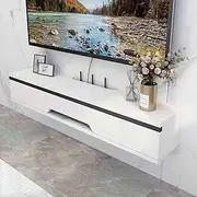 Floating TV Cabinet, Wall Mounted Console Shelf for Living Room and Bedroom, Modern Design with Upper Flap Door and Storage Cabinets, Media Console for Organizing Entertainment
