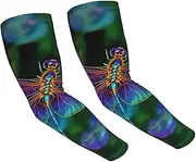 [FHEDVBN] Dragonfly Arm Sleeves Compression Arm Covers for Men Women Outdoor Sun Sleeves Cooling Sports Sleeve, Black