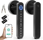 TEDFLOP Smart Door Lock - 5 in 1 Fingerprint Door Lock,Zinc Alloy Door Lock,with APP/IC Card/Passcode/Key/Fingerprint Biometrics Digital Door Lock, Single Side Door Handle for Home, Bedroom, Hotel