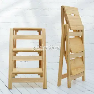 臺階凳 家用折疊樓梯椅 全實木梯子椅子多功能兩用步階梯凳梯子凳子木梯