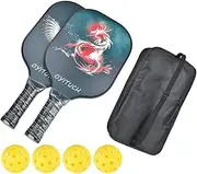 Paddles Set Carbon Fiber Rackets with Balls and Storage Bag Sports Equipment