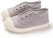 [TIMATEGO] Toddler Kids Boys Girls Canvas Slip On Shoes Lightweight Casual Sneakers School Runing Tennis Shoes