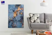 Blue & Gold Tile Abstract Design Wall Canvas Home Decor Australian Made Quality