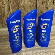 3 Pack Coppertone SPORT Sunscreen SPF 50 Lotion, Water Resistant Sunscreen, Body