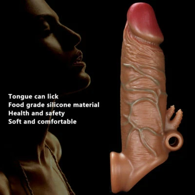 Reusable Condom Realistic Penis-Extender-Enlarger-Sleeve-Bigger Girth Enhancers