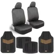Waterproof Neoprene Car Seat Covers fits Armrests Beige Stitch+Rubber Floor Mats (for: Isuzu)