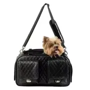 Petote Marlee 2 Black Quilted Pet Carrier Bag Purse Airline approved Made in USA