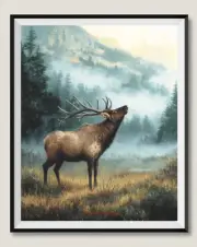 Elk in Wilderness 2 - Chart Counted Cross Stitch Patterns Needlework DMC Color