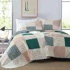 100% Cotton 3 Piece Handcrafted Patchwork Vintage Style Bedspread Set PW102