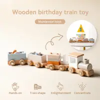 在飛比找蝦皮商城優惠-木質兒童生日火車玩具 寶寶生日裡程碑玩具 小火車玩具 創意生