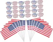 [ABOOFAN] 12 Sets Usa Flag Shades Sunglasses American Flag Patriotic Shutter Glasses Hand-cranked