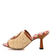 NIB Gucci Mabel Raffia Slide Sandals 75mm kitten heel SZ 39.5G US 9.5 $920
