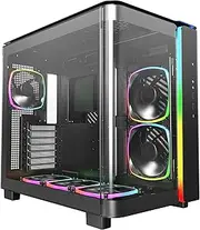 MONTECH King 95 PRO Dual-Chamber ATX Mid-Tower PC Gaming Case, High-Airflow, Toolless Panels, Sturdy Curved Tempered Glass Front, Six ARGB PWM Fan Pre-Installed with Fan Hub, King 95 PRO Black US