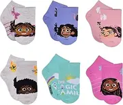 [Bhgytec] Encanto Girl's 6-Pack Magic of Family Quarter Socks, Ivory Heather, 2T-4T, White, 2-4 Years