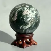 Top 200g+ Natural Aquatic agate ball Quartz Crystal Sphere gem Gift+base 55mm+