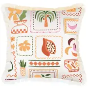 Cushion Cover-Coastal Fringe-Fruit Salad White-45cm x 45cm