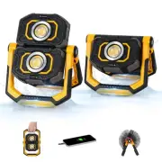 Rechargeable Work Light, 2000LM 2 COB Portable Flood Light, 8 Modes, Waterpro...