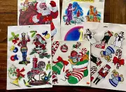 Vintage NEW 1990 Static Sticks Window Clings Christmas Holiday Santa Lot Of 5