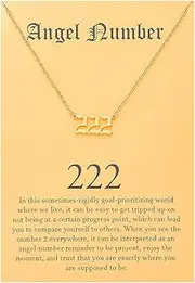 [Tasunom] Old English Angel & Number Necklace Numerology Jewelry for Women 18K Gold Plated Stainless Steel