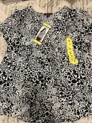 Hilary Radley Ladies' Printed Blouse (BLACK/OFF-WHITE,SMALL) NWT