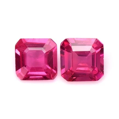 Mozambique Asscher - Octagon Pinkish Red Ruby Pair 1.93CT