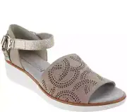 Lori Goldstein Collection Wedge Sandal w/ Ankle Strap Light Cocoa