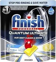 Finish Powerball Quantum Ultimate Pro Dishwasher Tablets, 32 Pack, Lemon Sparkle